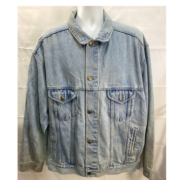 Vintage Pepsi Trucker Jacket Mens XL Light Wash Blue Denim Button 90s Y2K - Picture 1 of 11